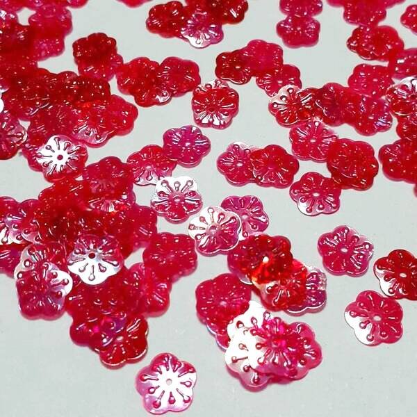画像2: スパンコール2242　梅花6mm　レッド1g (2)