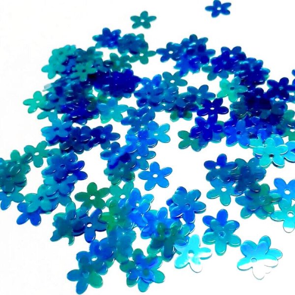 画像2: スパンコール2215 デイジー7mm ブルーAB1g【在庫限り・入荷予定無し】 (2)