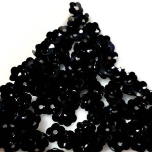 画像1: スパンコール2418　プリンセスフラワー5mm　ブラック（1g）　5枚花弁 (1)