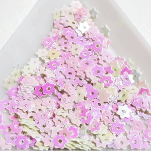 画像1: スパンコール1847　六弁花4mm　ホワイトAB　1g (1)