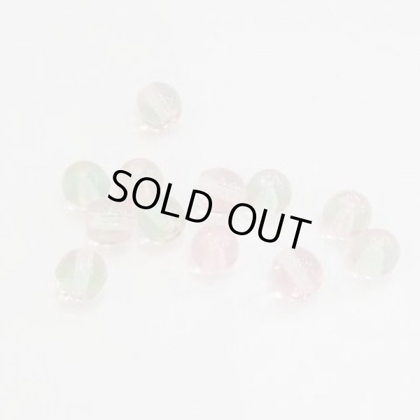 画像3: ウランビーズ315　ピンク×グリーン　ラウンド（12個入り）【在庫限り】 (3)