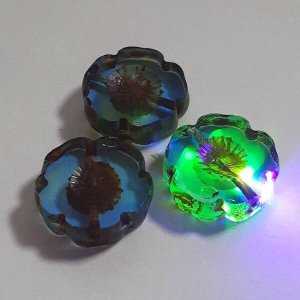 画像2: ウランビーズ369　ブルー　フラワー（3個入り）【在庫限り】 (2)
